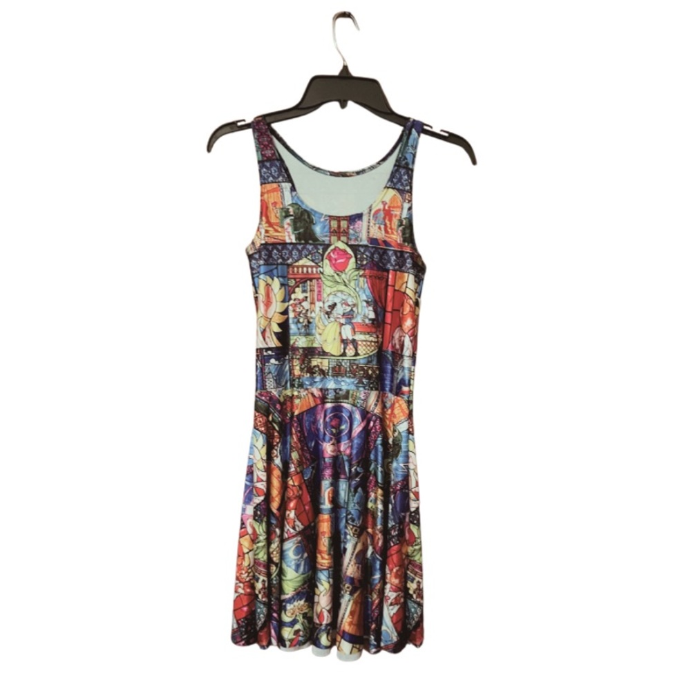 Beauty and the Beast dress tale as old as time stained glass medium size tag